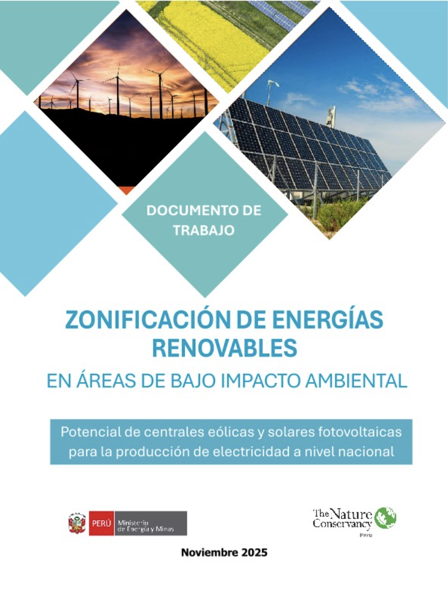 report cover with panels showing solar panels and wind turbines.