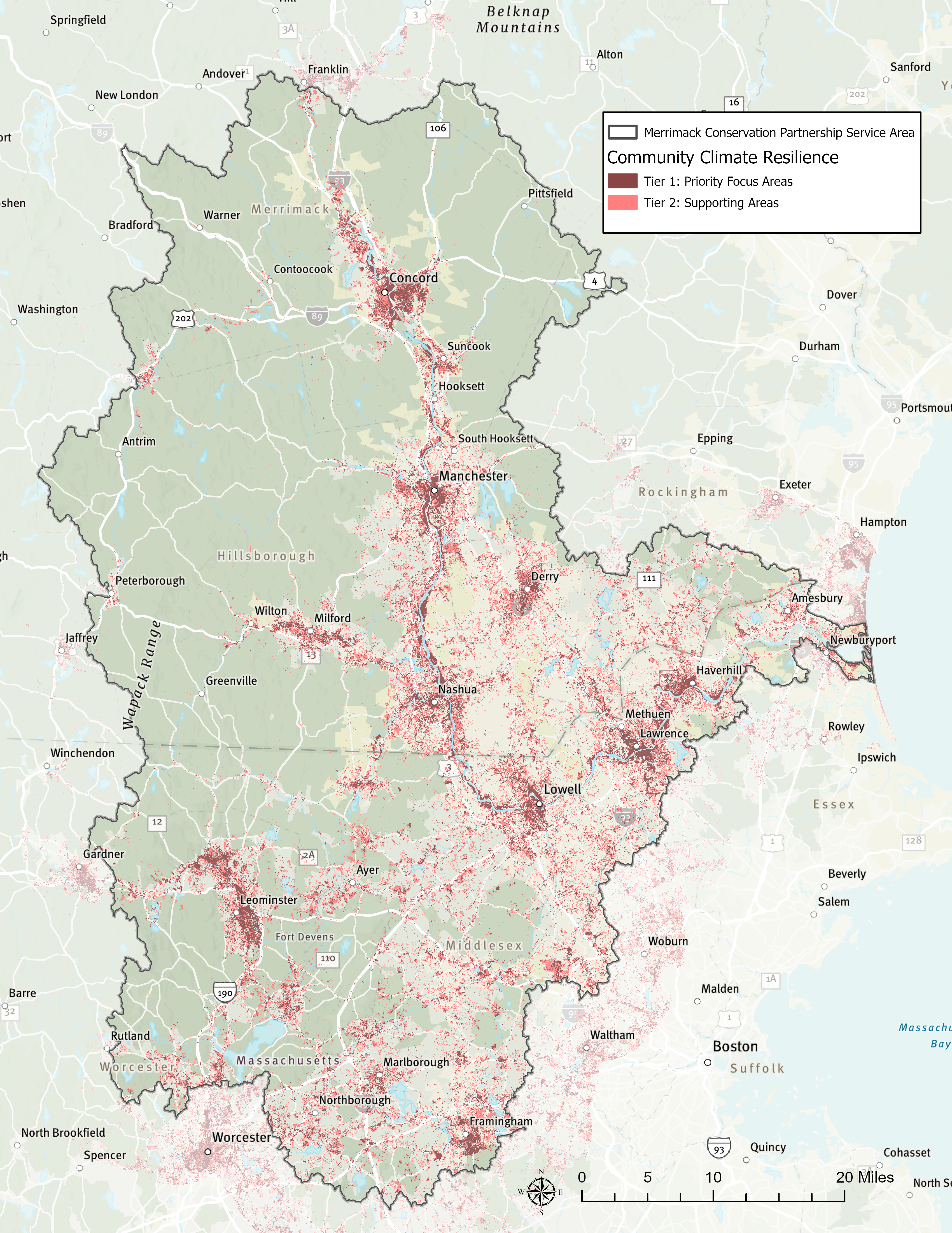 A map of the Merrimack River Watershed.
