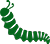 A green caterpillar crawling up to the left.