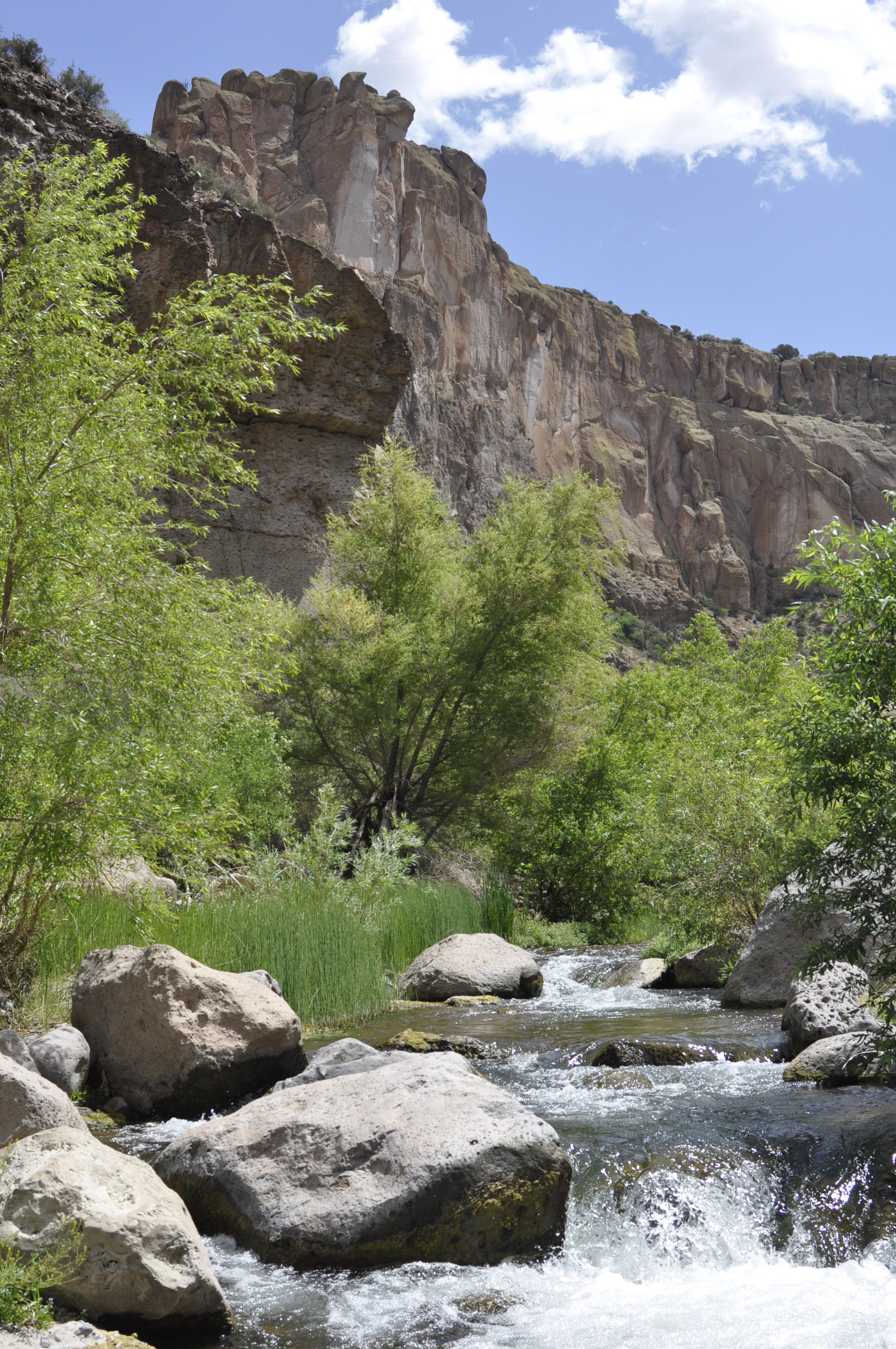 Rocky cliffs run along Aravaipa Creek.