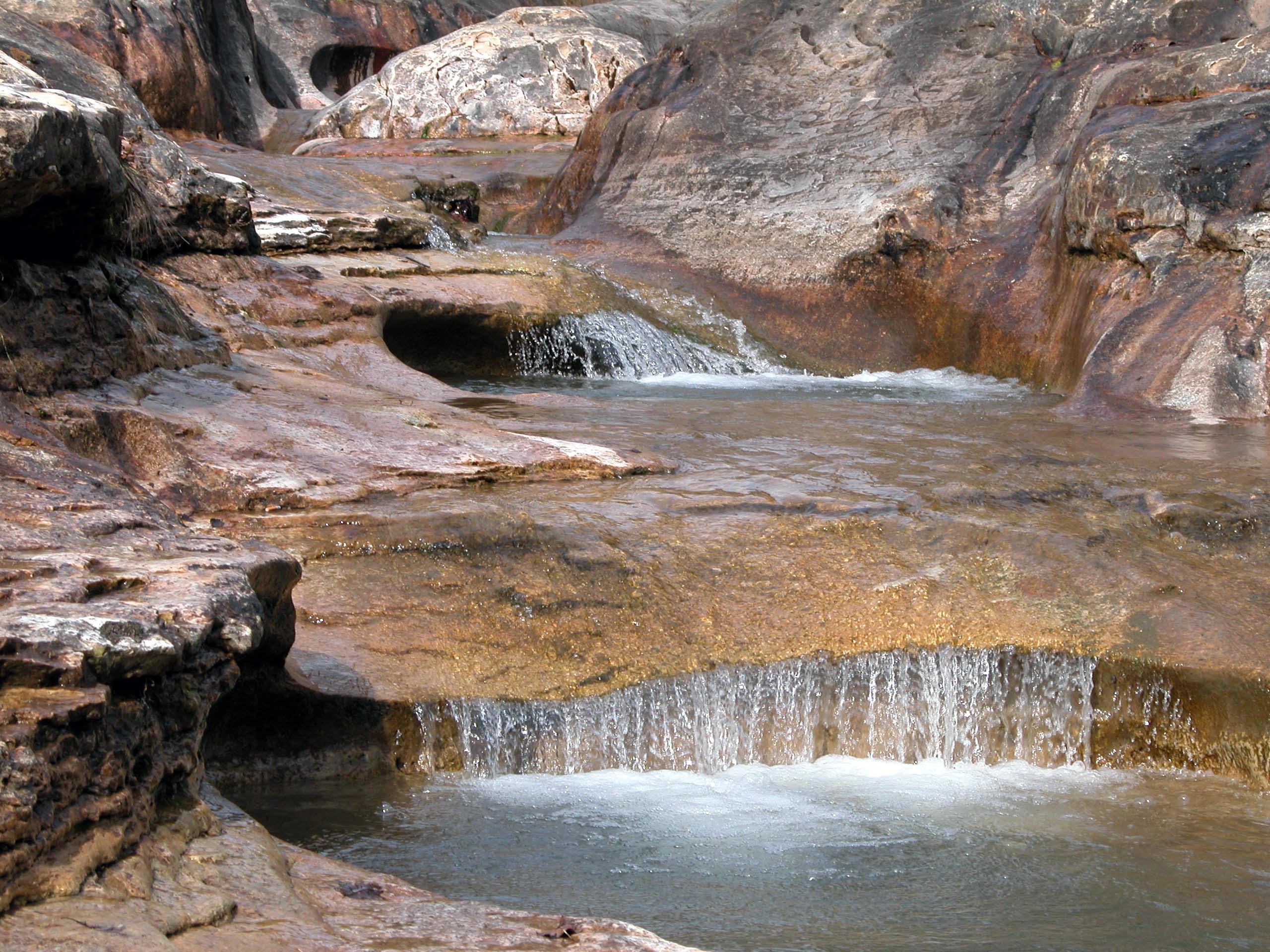 Water flowing over rock formation on the preserve.