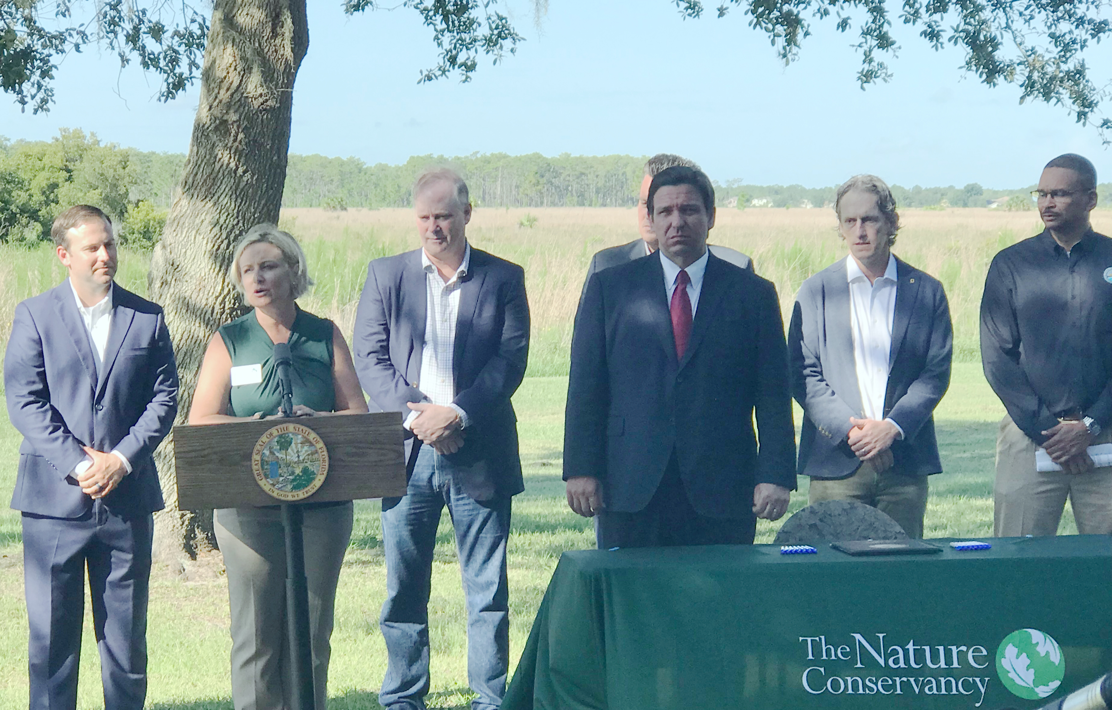 Temperince Morgan speaking at the ceremonial signing of the Florida Wildlife Corridor Act at Disney Wilderness Preserve.