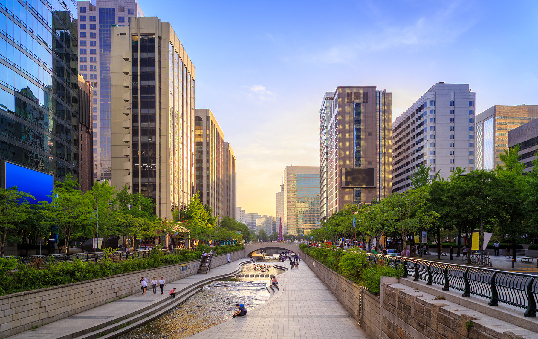 A view of a river running through Seoul in South Korea. 
