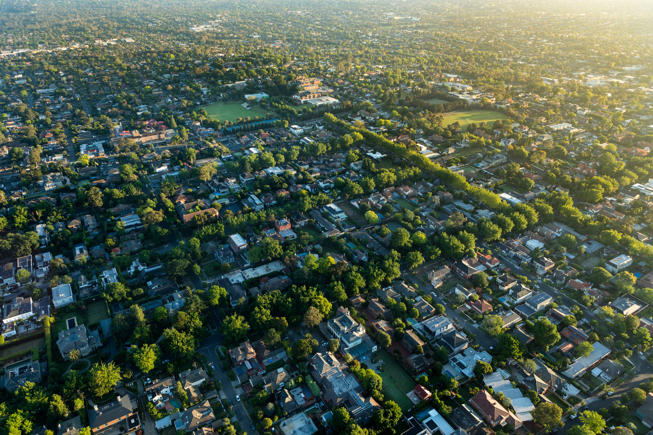 Melbourne suburb at sunrise