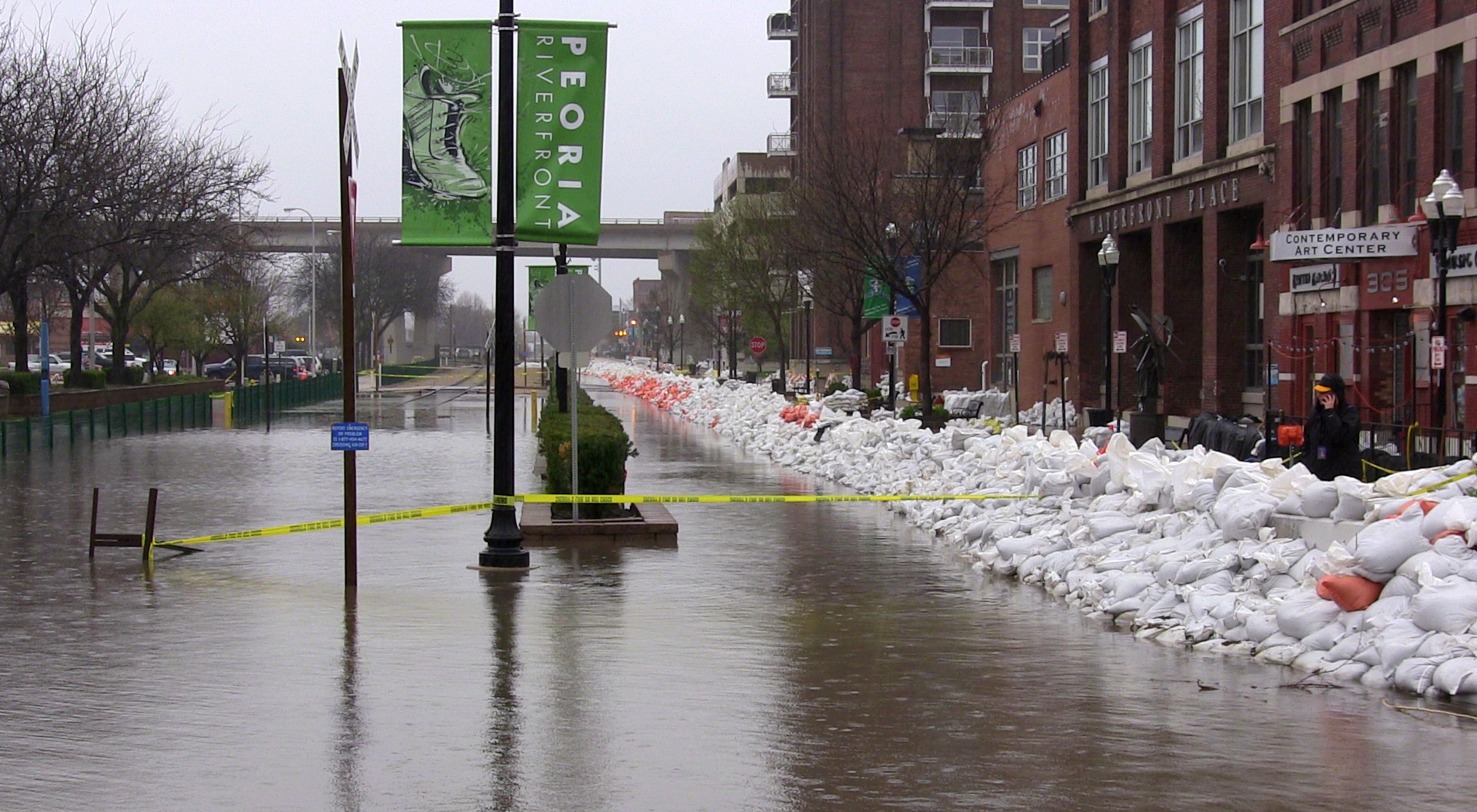 Photo of flooding in downtown Peoria.