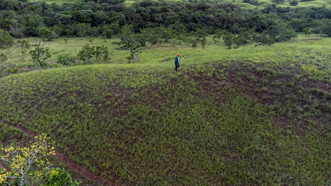 Rolling, open hillsides of Manacacias, Colombia.