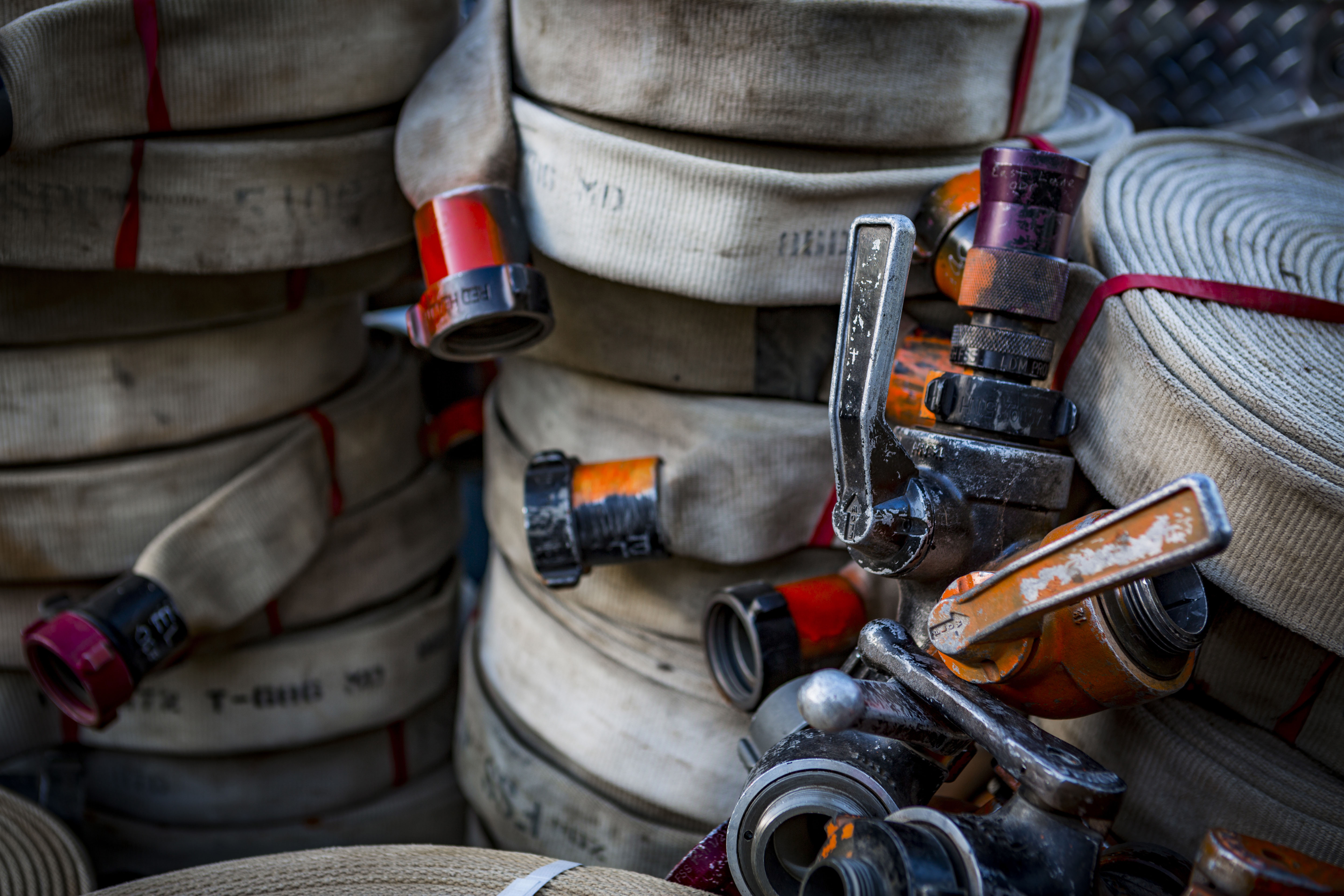 Photo of wildland fire gear, hoses and couplings.
