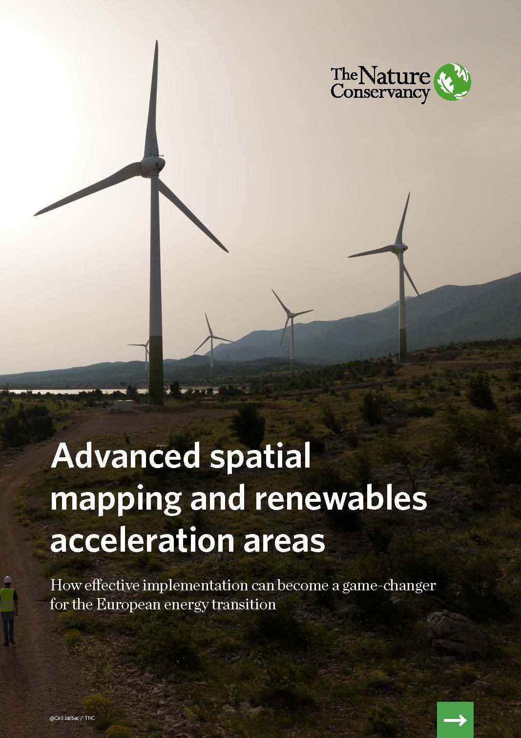 report cover with wind turbines at dusk and mountains in distance.
