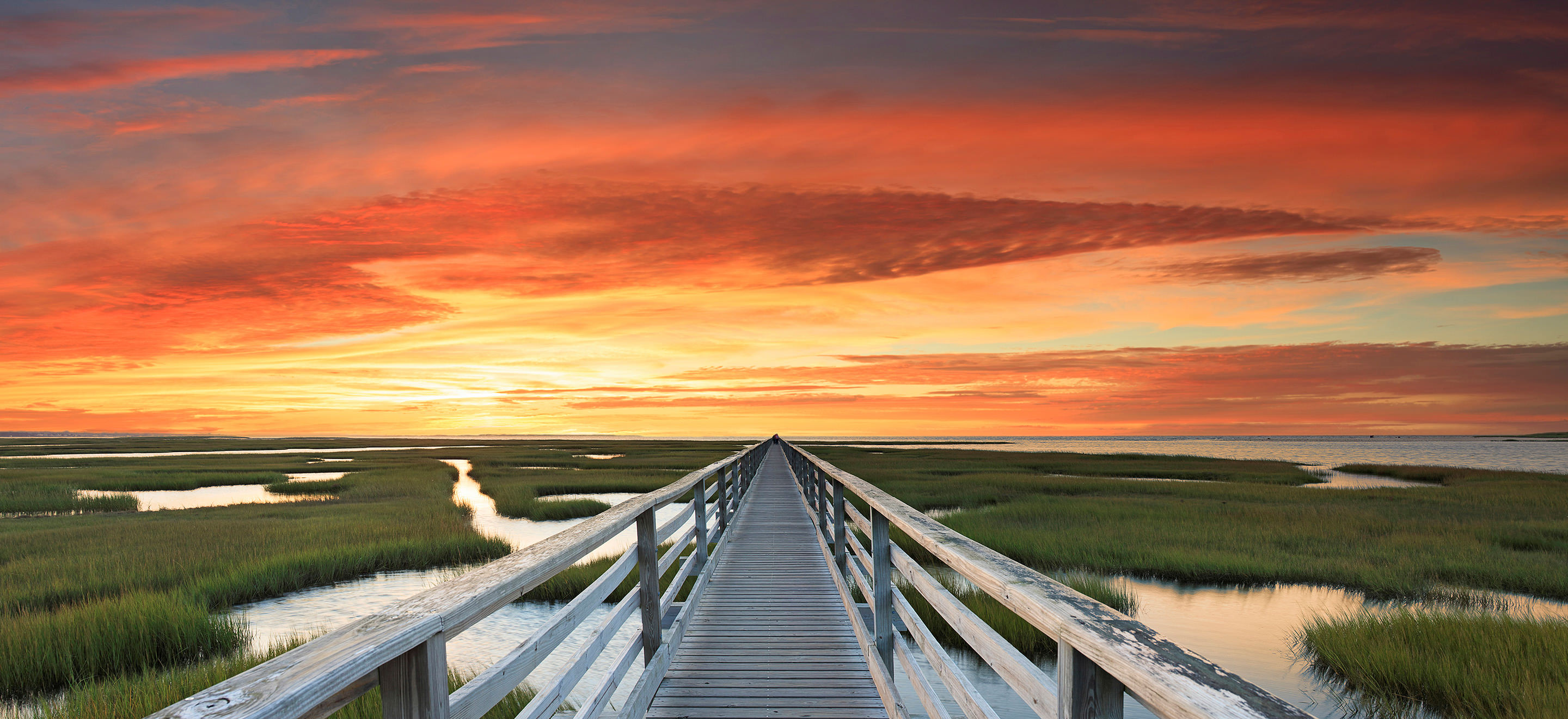 Bass Hole boardwalk in Yarmouthport, Massachusetts.