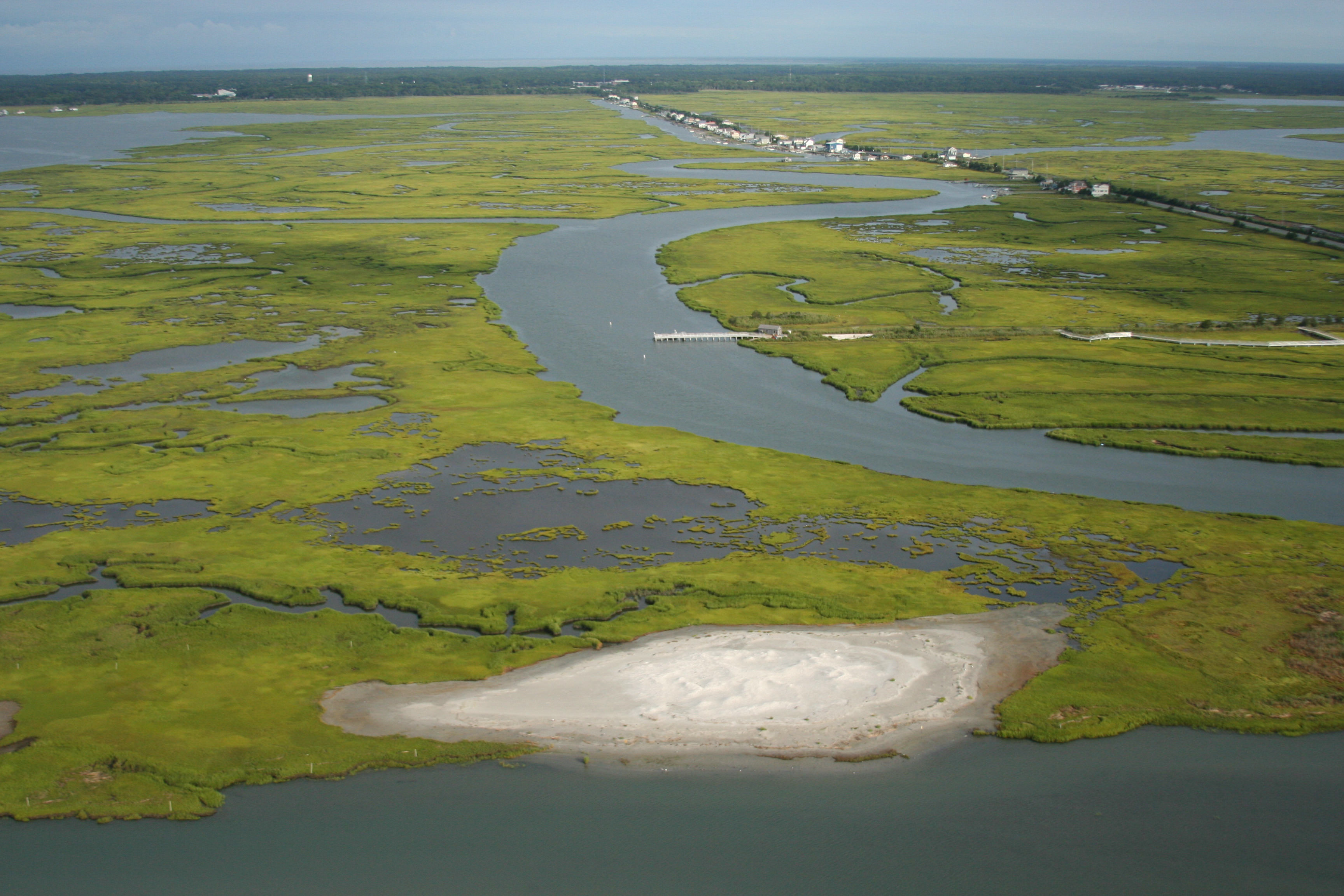Aerial view of salt marsh.