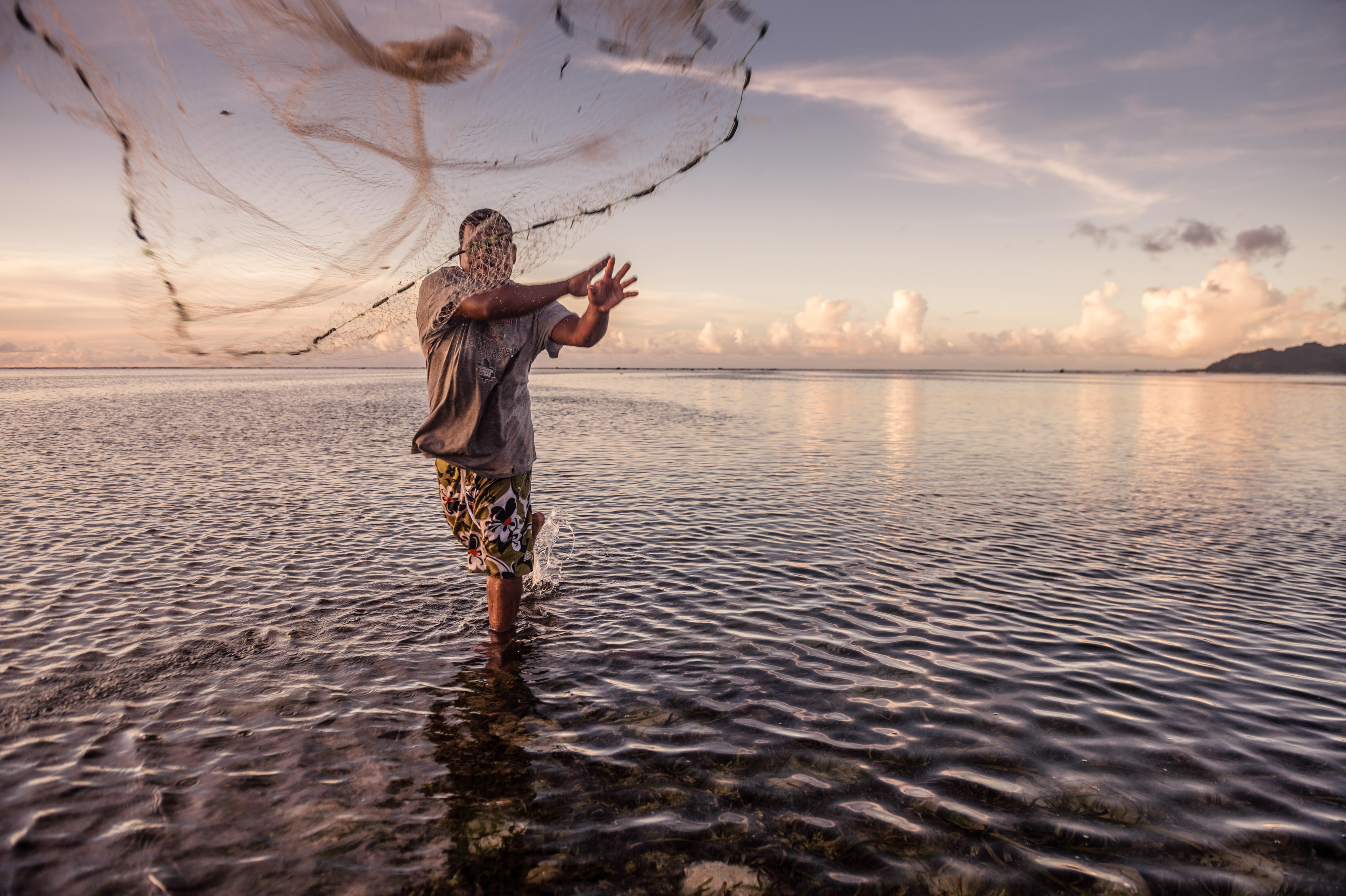 A reef fisherman from Walalung Village on the island of Kosrae, Micronesia.