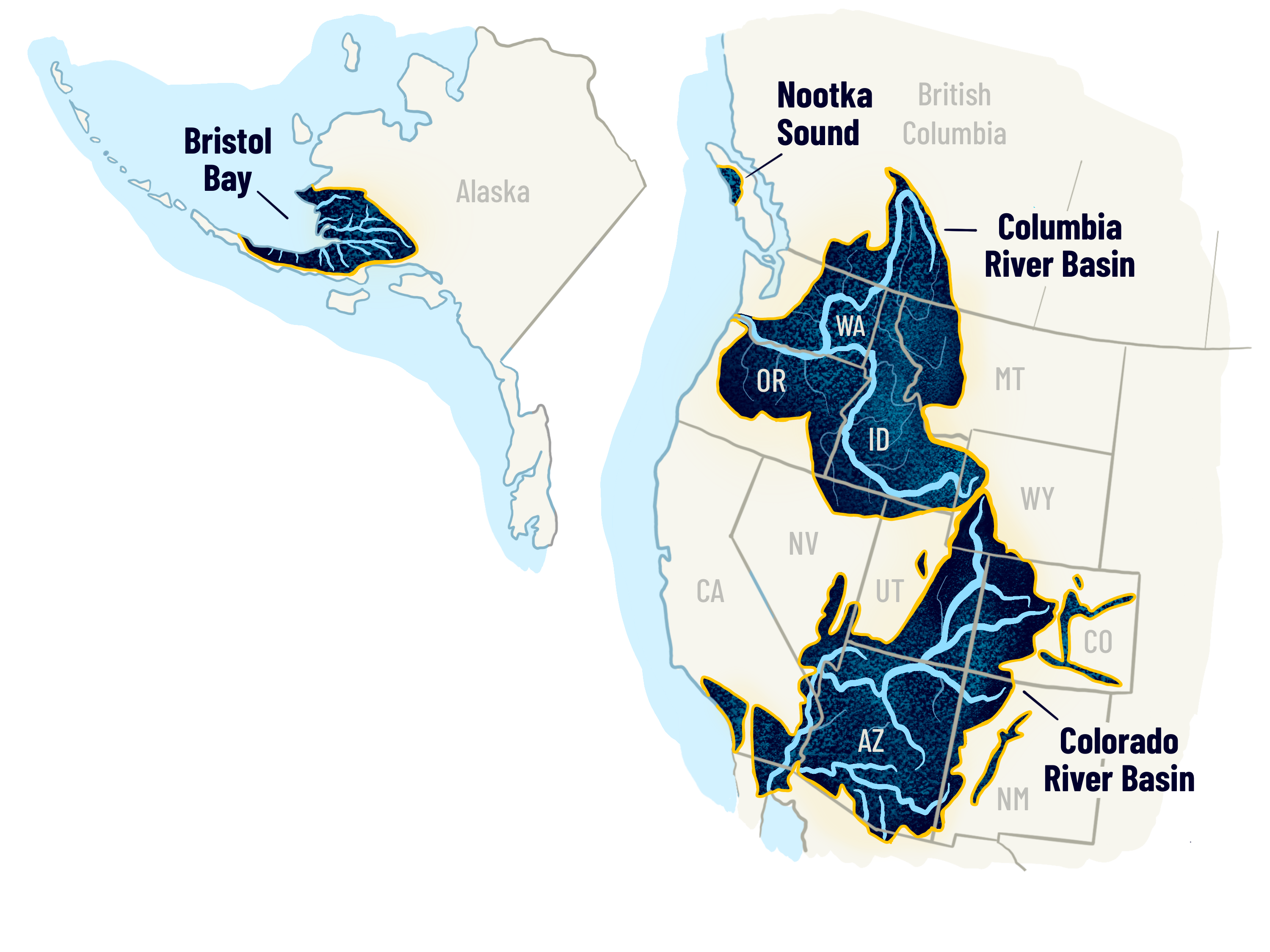 An illustration of a green river map. 