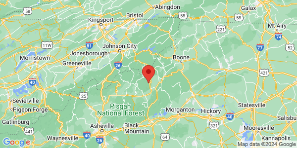 Map with marker: A short trip from the nearby Roan Highlands