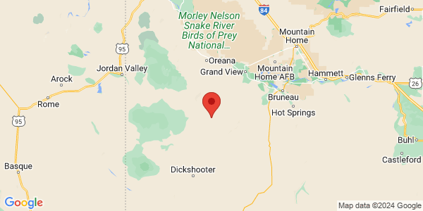 Map with marker: The Owyhee Canyonlands are among the most remote areas of the continental United States.